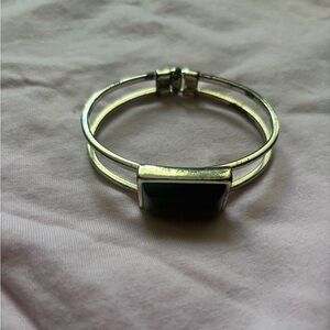 Chic Silver Bracelet with Black Accent